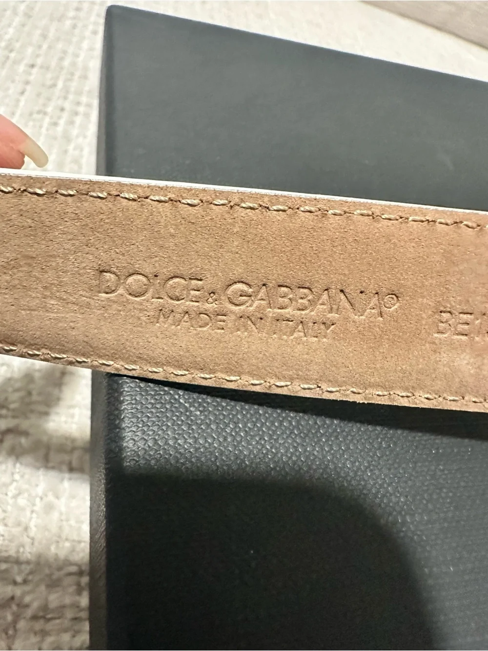 Dolce & Gabbana White Leather Belt with Ornate Gold DG Buckle